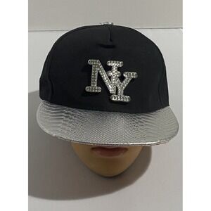 NY Black Silver Snapback Baseball Cap Adjustable Men's City Theme Casual
